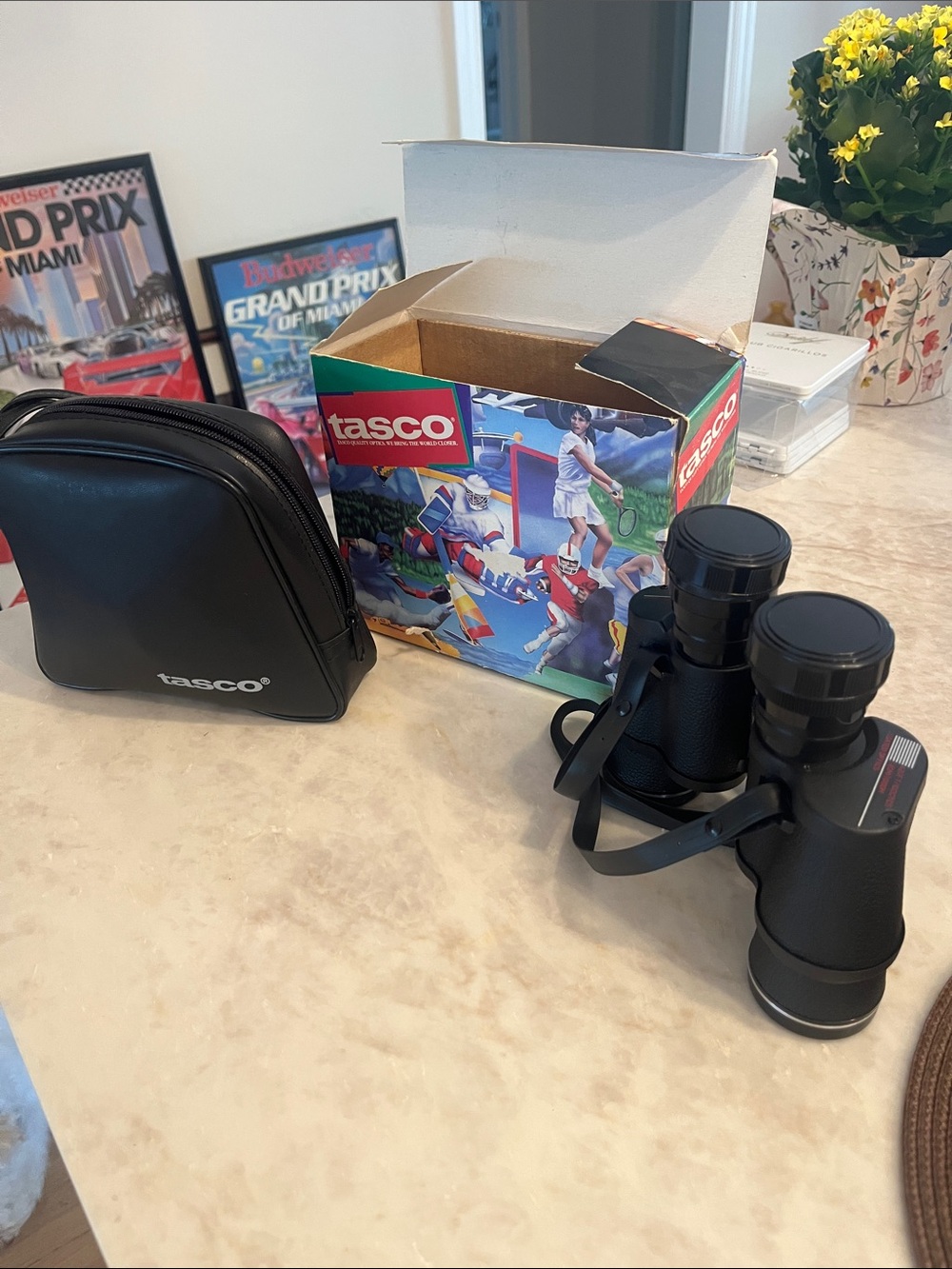Tasco Black Binoculars with Carry Case - High-Contrast Optics